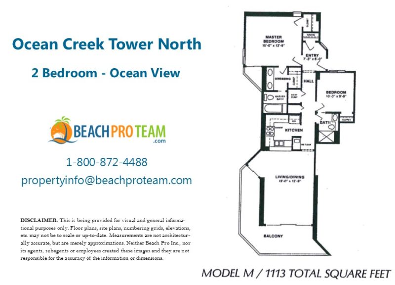 Ocean Creek Towers North Floor Plan M - 2 Bedroom Ocean View